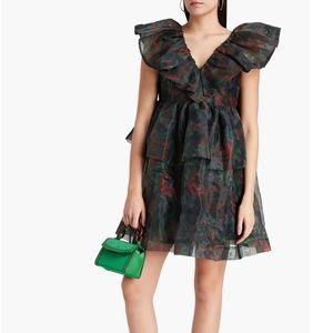 GANNI NWOT Tiered printed organza mini dress